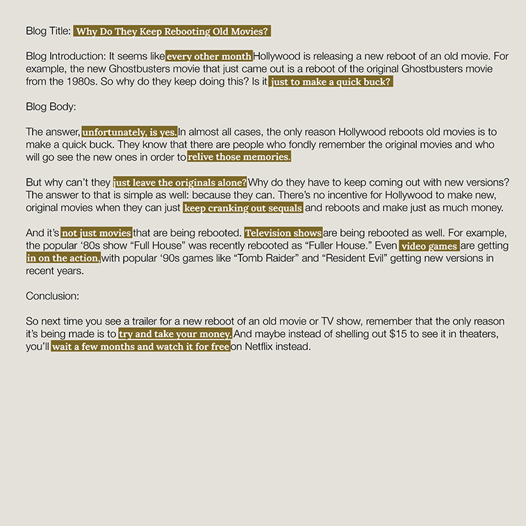 Blog Title: Why Do They Keep Rebooting Old Movies? written by AI