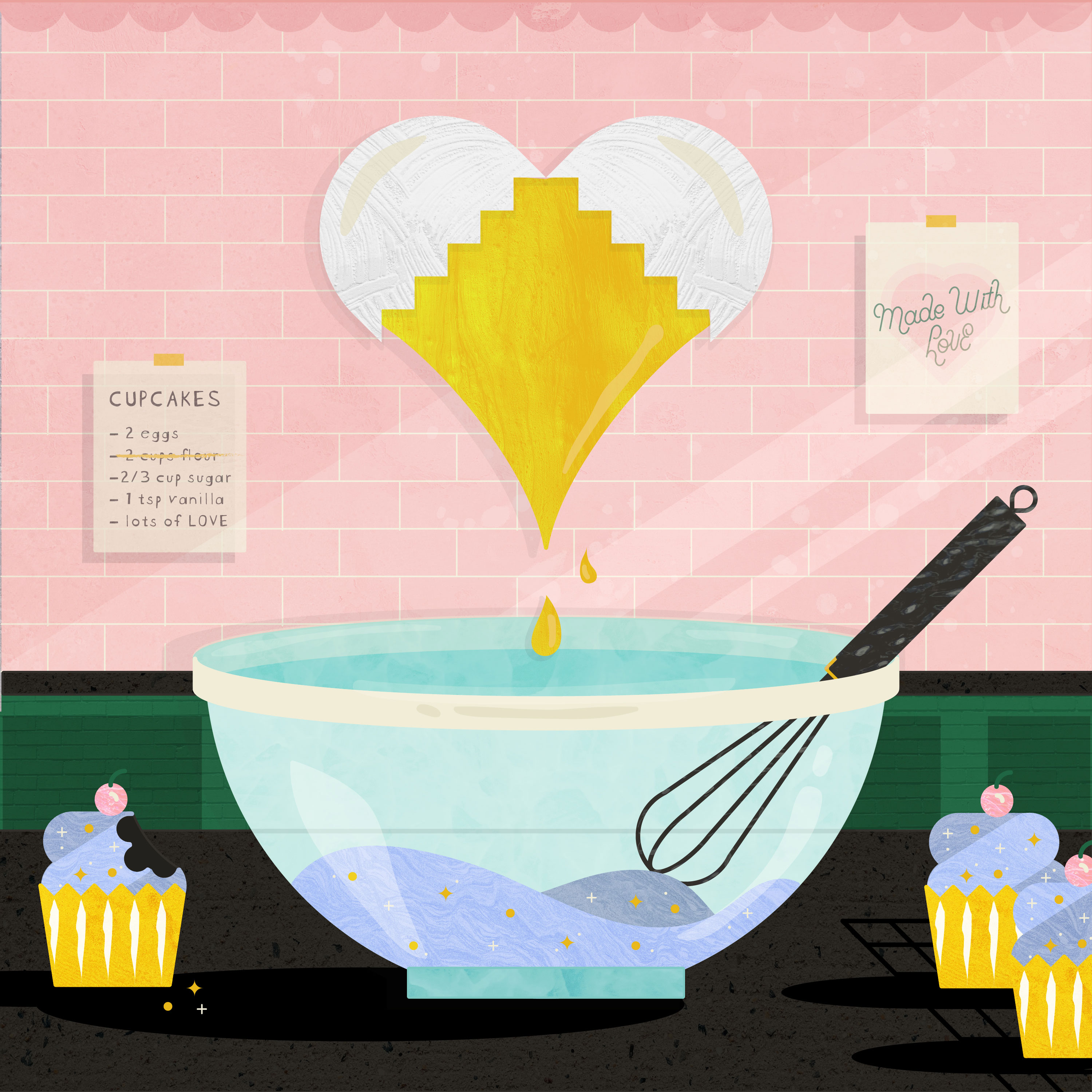 Heart Baking Illustration