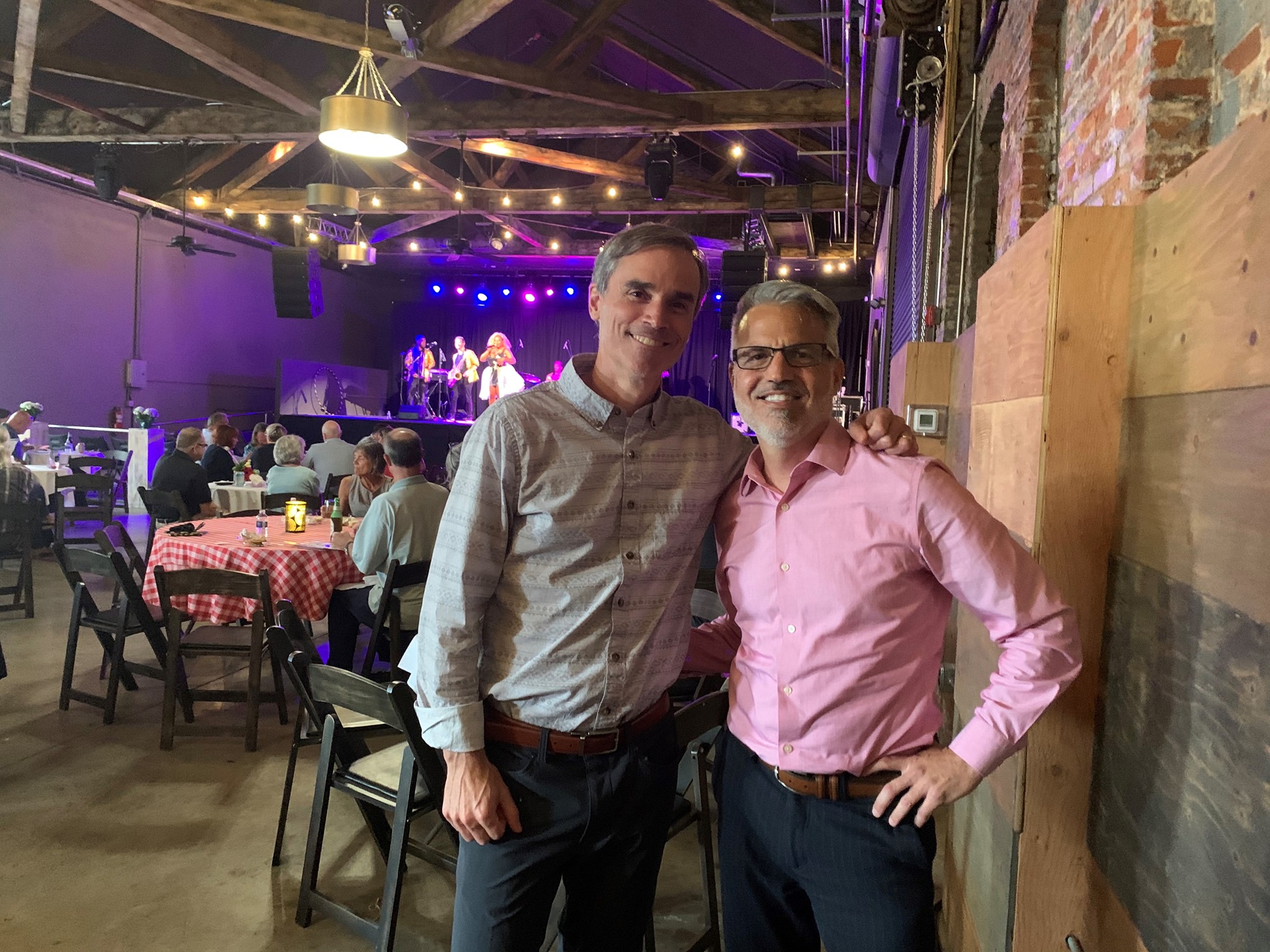 Chris Eifert and John Buscemi, principals of TriComB2B at the Levitt Pavilion opening event.