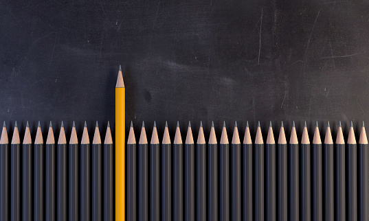 Pencils in a row